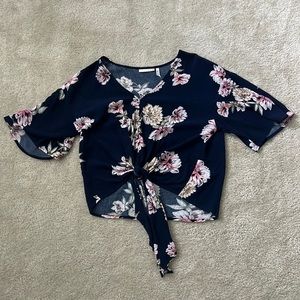 Navy blue floral top